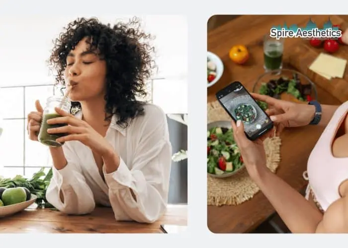 Image of woman looking into her diet and fat freezing Stockport to improve her health